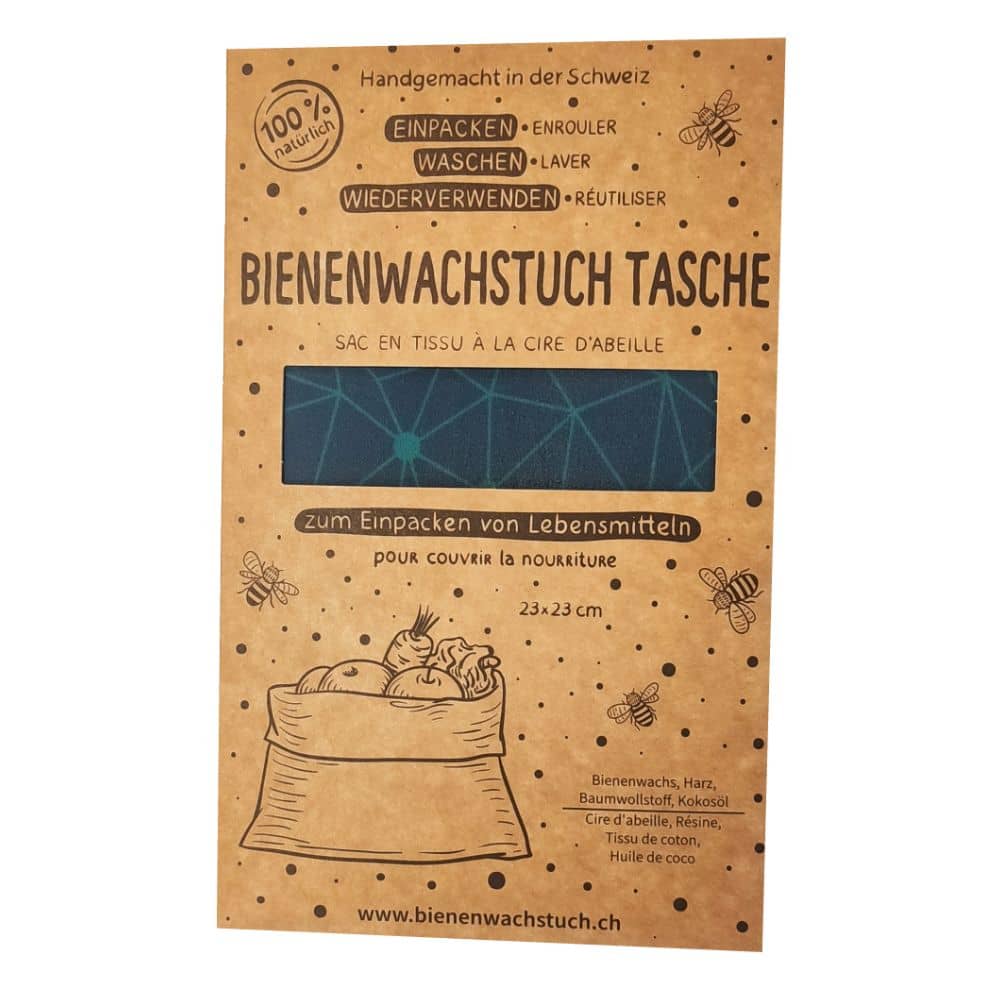 Bienenwachstuch Tasche Blau 15